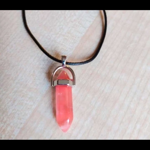 ‼️RELISTED‼️ Rose Quartz Crystal Silver Leather Necklace - Picture 6 of 14